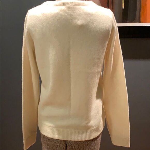 Eddie Bauer ivory wool blend beaded cardigan, new - Picture 5 of 6